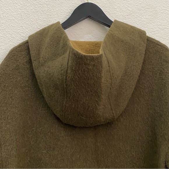 ALPACA INTERNATIONAL Olive Green Baby Alpaca/Wool Blend Hooded Poncho Sweater M - Picture 7 of 16